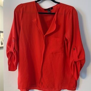 Red sheer blouse